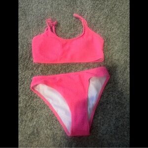Amazon Pink Textured Bikini Set